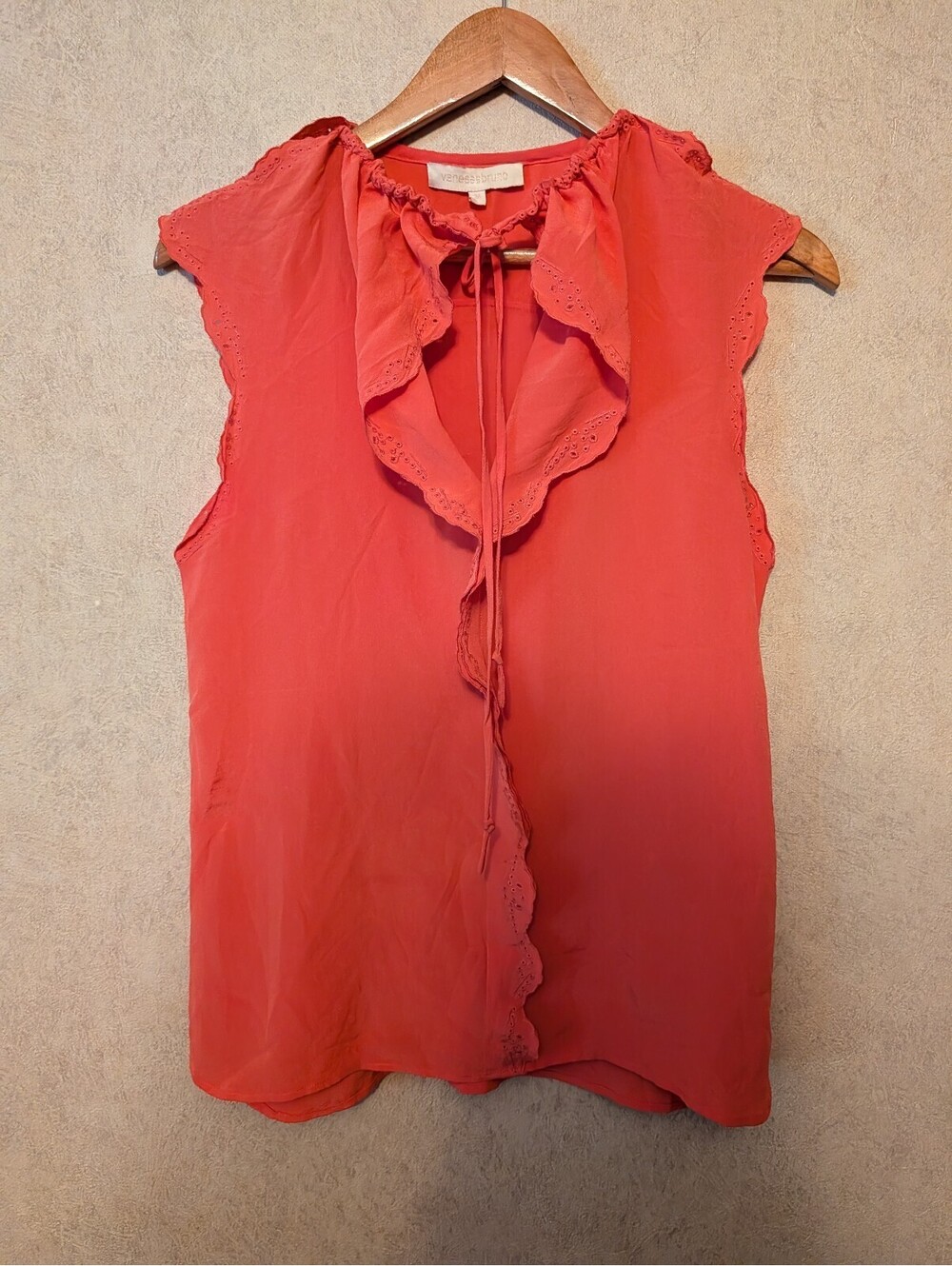VANESSA BRUNO coral pink silk tank top sz 36/4